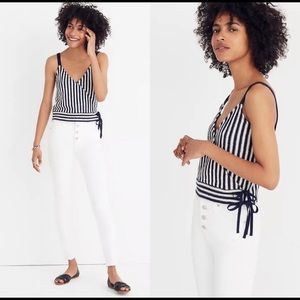 Madewell blue and white striped cropped tank
